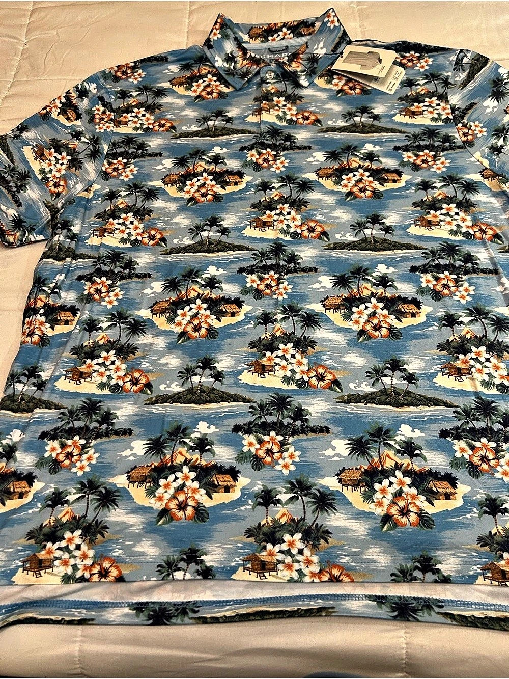 Chaps Men's Floral Button Down Shirt Blue XXL NWT